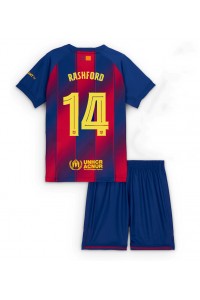 Fotbalové Dres Barcelona Marcus Rashford #14 Dětské Domácí Oblečení 2025-26 Krátký Rukáv (+ trenýrky)